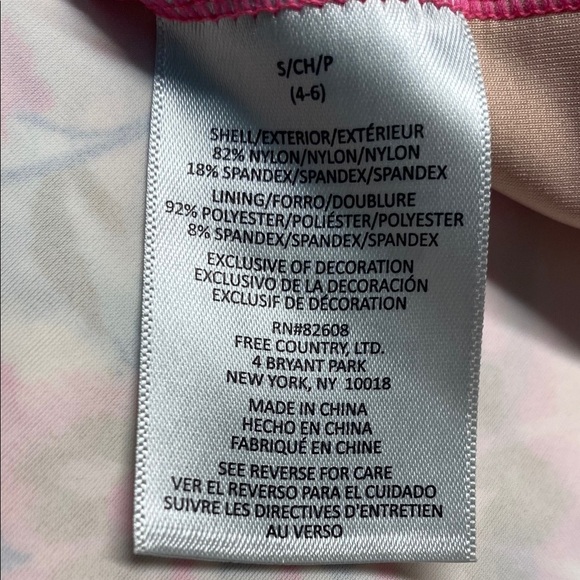 Free Country Tankini Top Pink and Aqua Floral Beach Swim Vacation Size Small - Picture 6 of 10